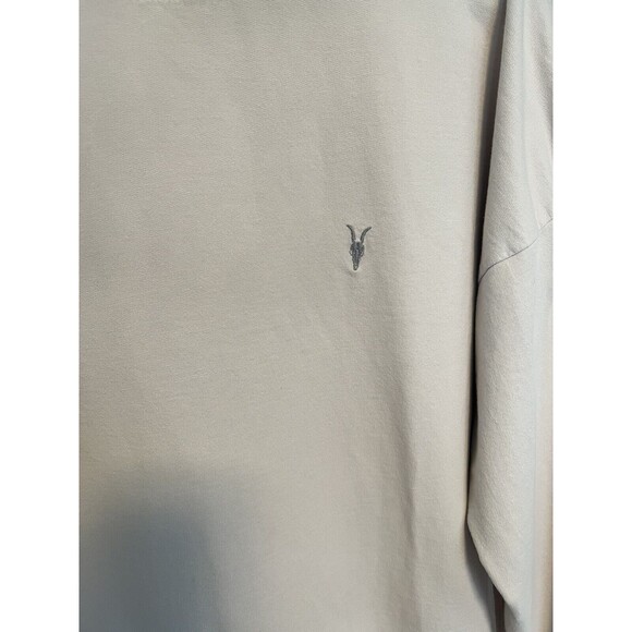 AllSaints Mens Negotum Crew 100% Cotton Long Sleeve Tan/Taupe Sz S Small - Picture 2 of 8